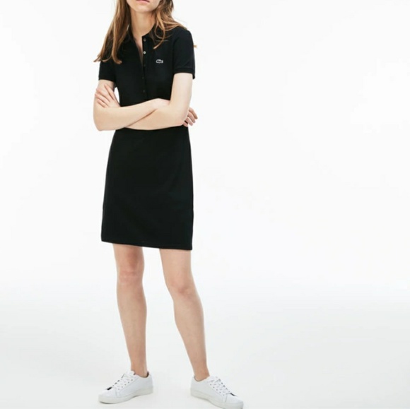 Lacoste Black Short Sleeve Pique Polo Dress XS - Picture 1 of 7